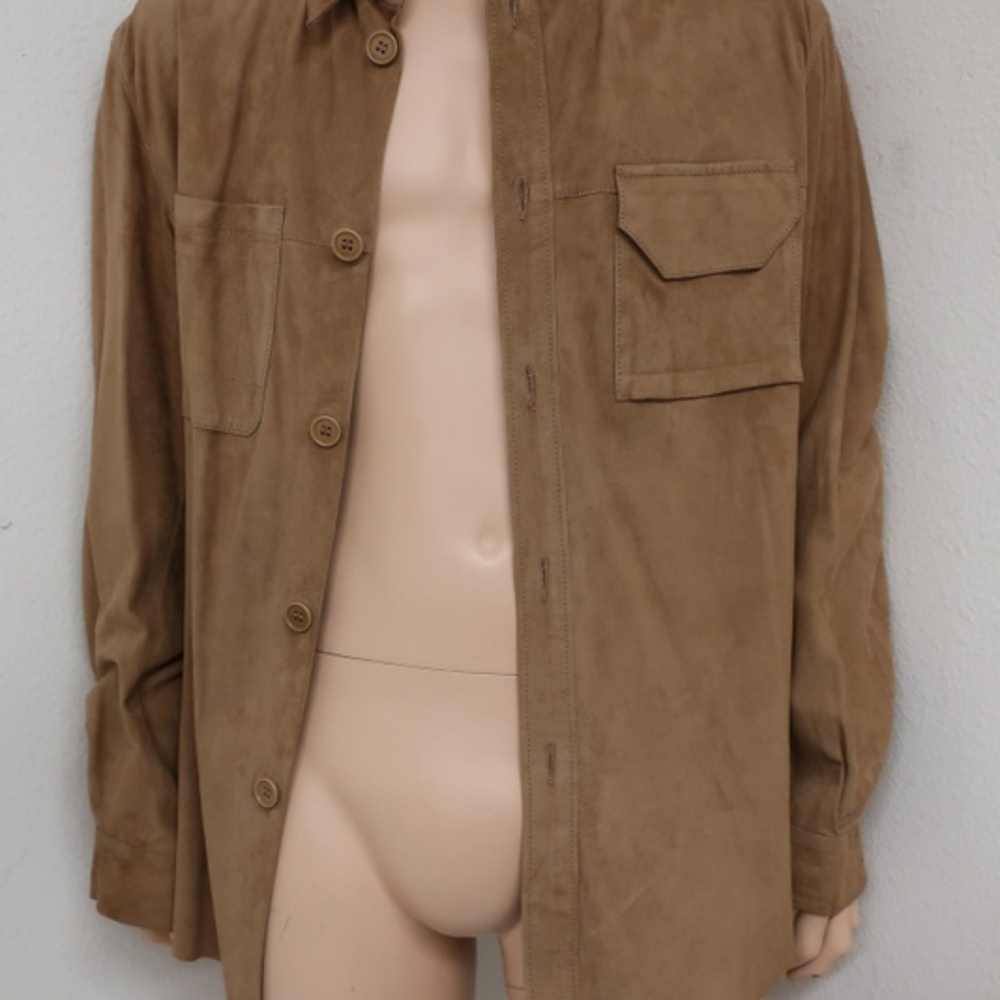 Valentino Suede Shirt Jacket Tan Size 54 - Picture 2 of 6